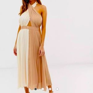 ASOS Twist Neck Pleated mini halter Dress